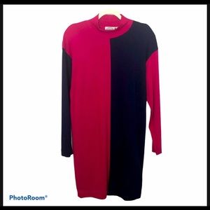 VINTAGE Britches Block Print Pink&Navy Dress sz L